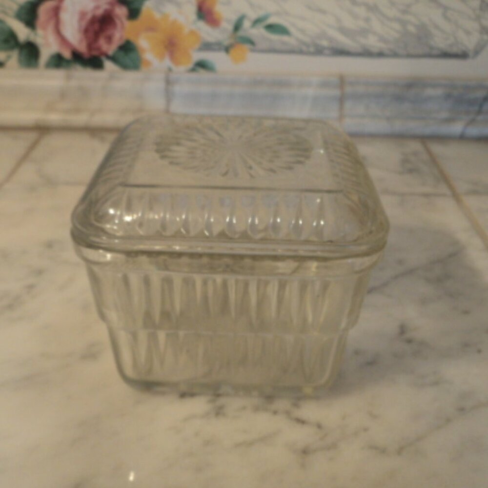 vintage glass refrigerator storage box